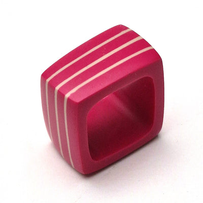 Kaz Robertson - Square ring (cerise with nude stripes)