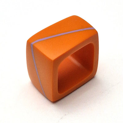 Kaz Robertson - Square ring (orange with lilac diagonal stripe)