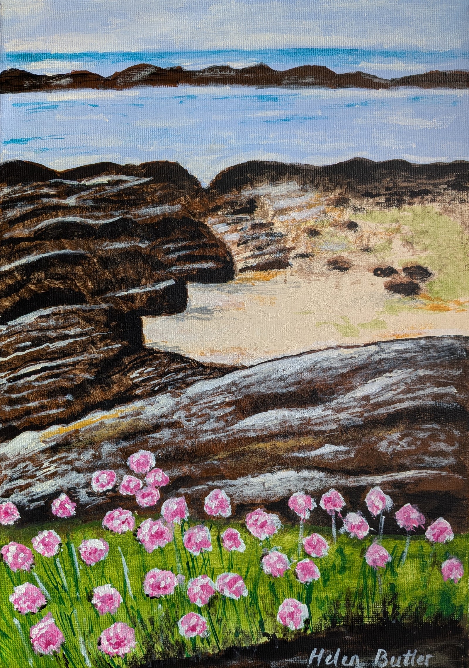 Helen Butler - 'Seapinks on Westport Beach, Kintyre'