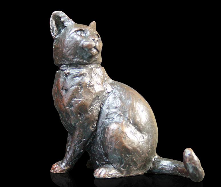 Bronze - Small Cat Sitting with Collar