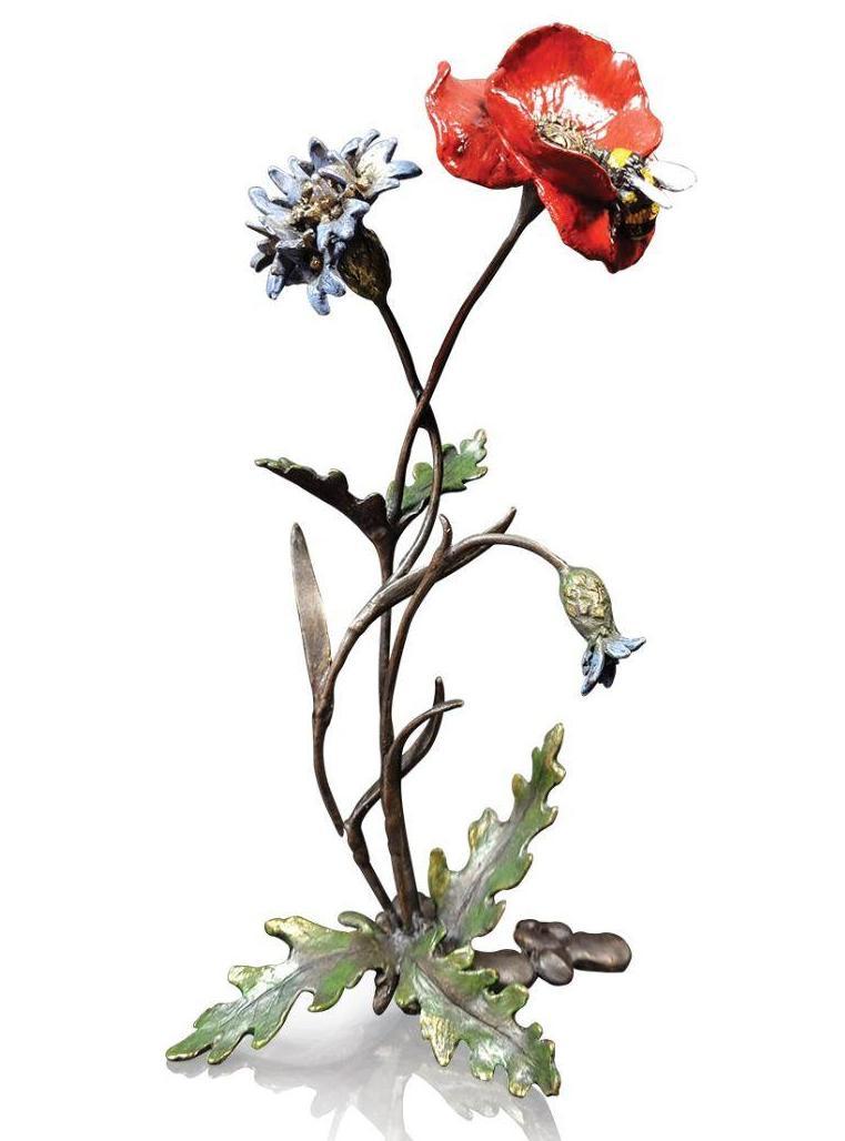 Bronze - Poppy with Cornflower and Bee