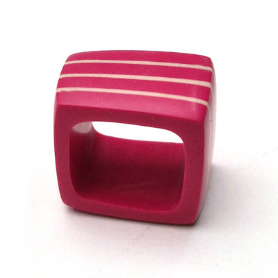 Kaz Robertson - Square ring (cerise with nude stripes)