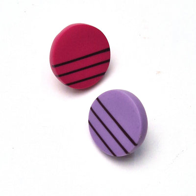 Kaz Robertson - Don’t match studs-cerise w maroon stripes/ lilac w maroon stripes