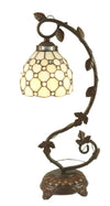 Pearl Design Tiffany Lamp On Vine Leaf Base 54cm With 15cm Shade